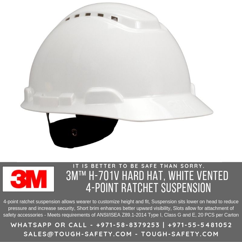 White 3MTM 3M 10078371641877 H-701P White Hard Hat with 4-Point Pin Lock Suspension