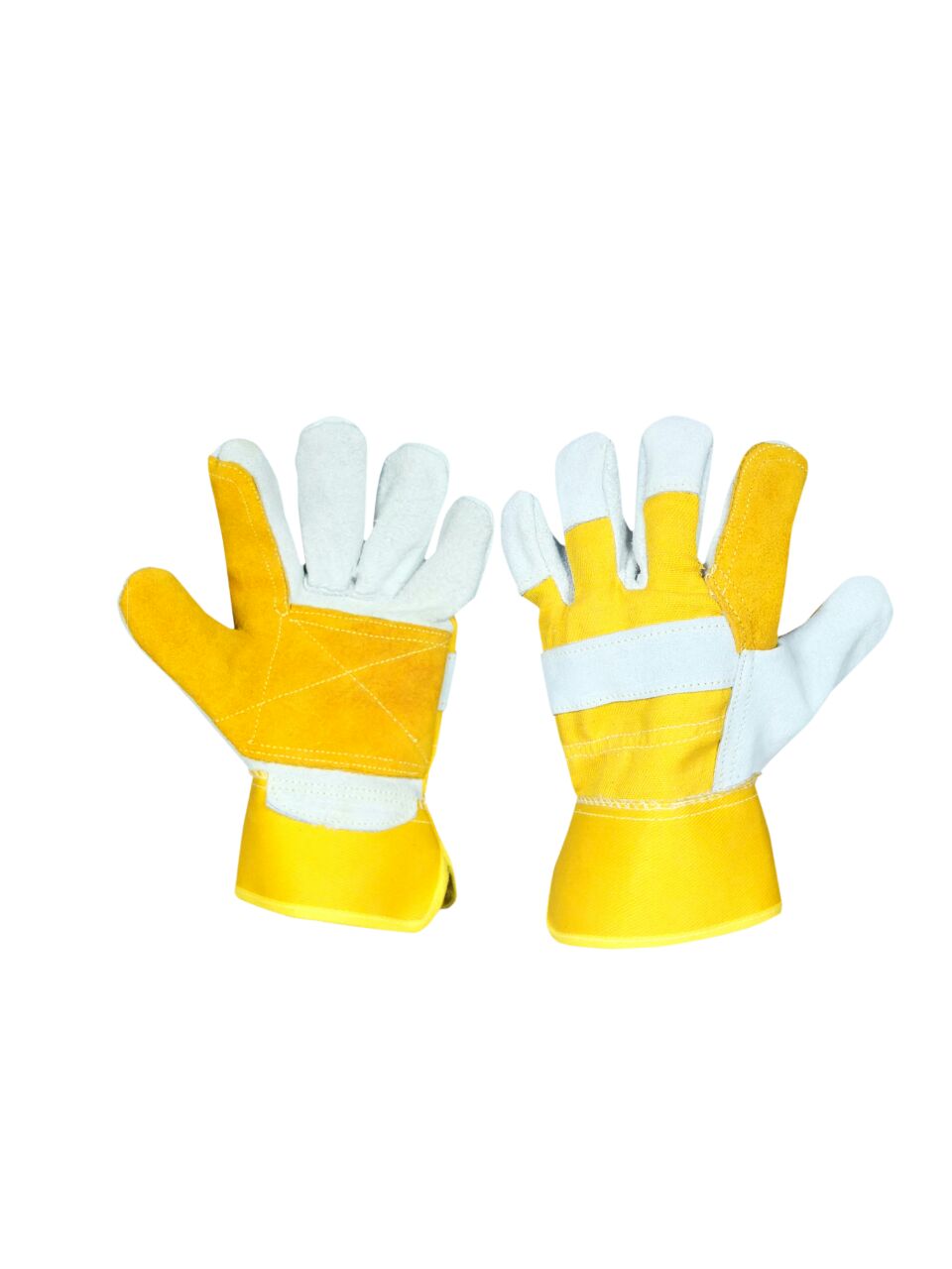 PAIR OF HEAVY DUTY DOUBLE LEATHER PALM LARGE WORK GLOVES 
